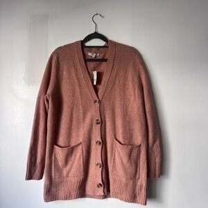 Madewell Peach Button-Up Boyfriend Cardigan Merino Wool Cardigan Small NWT